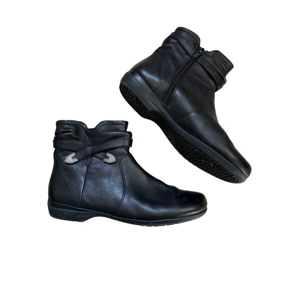 Abeo Shoes - Abeo ALLY  Wo's Ankle Boot Orthotic 8.5 Black Leather Zip Comfort Straps 8.5